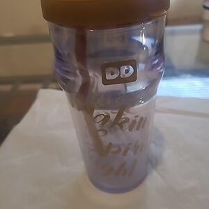 Dunkin Donuts "Making Spirits Bright " Tumbler W Golden Lid Straw 2016 20oz